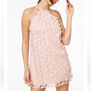 BCBGenerarion pink  Flower-Appliqué Halter Shift Dress- size L